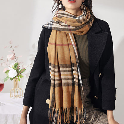 Fashion Classic Plaid Cashmere Scarf Women