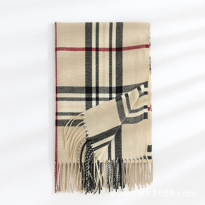 Fashion Classic Plaid Cashmere Scarf Women