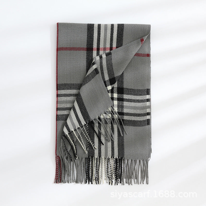 Fashion Classic Plaid Cashmere Scarf Women