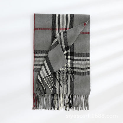 Fashion Classic Plaid Cashmere Scarf Women