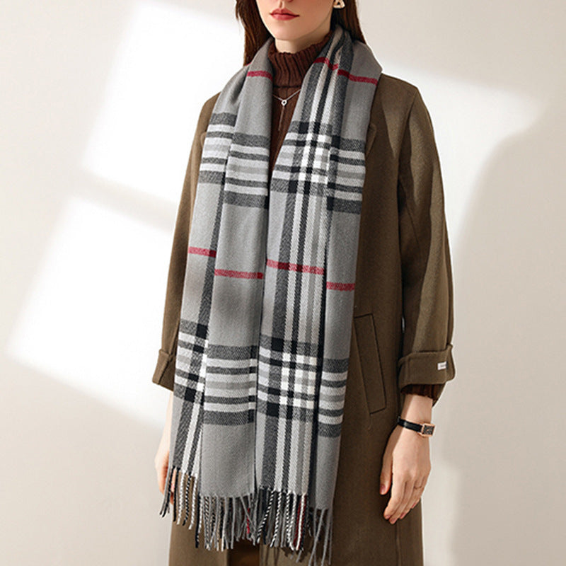 Fashion Classic Plaid Cashmere Scarf Women