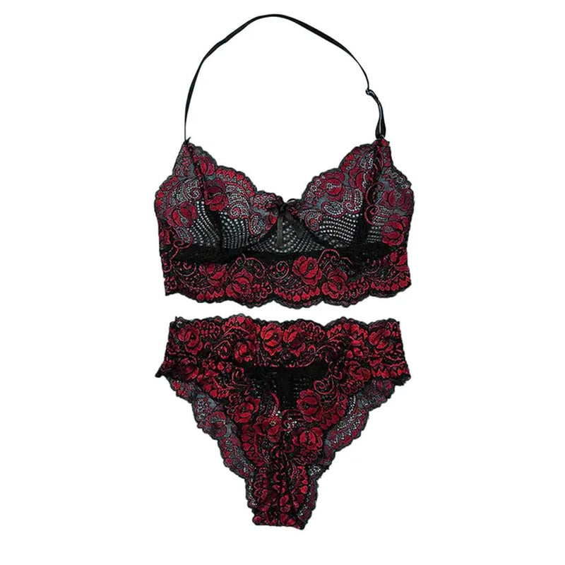 Lenceria Floral Lace Bra Set Women Transparent Lace Bra Panty Lingerie Set Sexy Underwear Sleepwear Bra Sets for Women plus Size