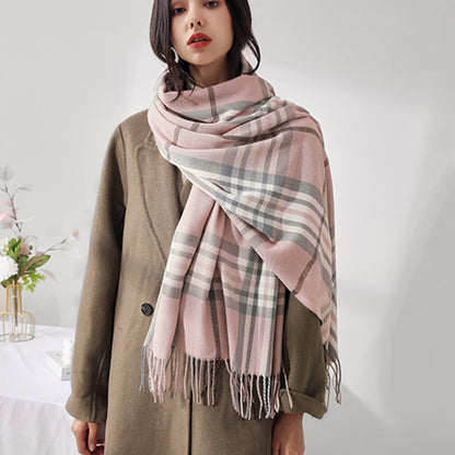 Fashion Classic Plaid Cashmere Scarf Women